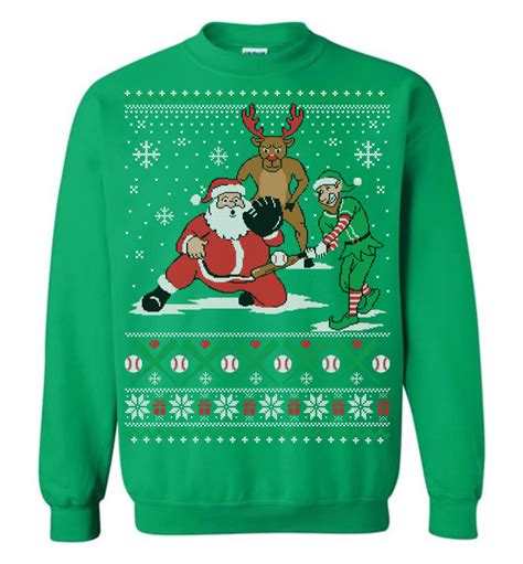 Santa Baseball Ugly Christmas Sweater Funny Ugly