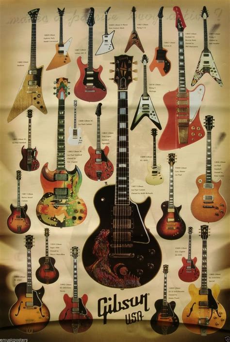 Guitars Poster 25 Classics Les Paulclaptonhendrixkeith Richards