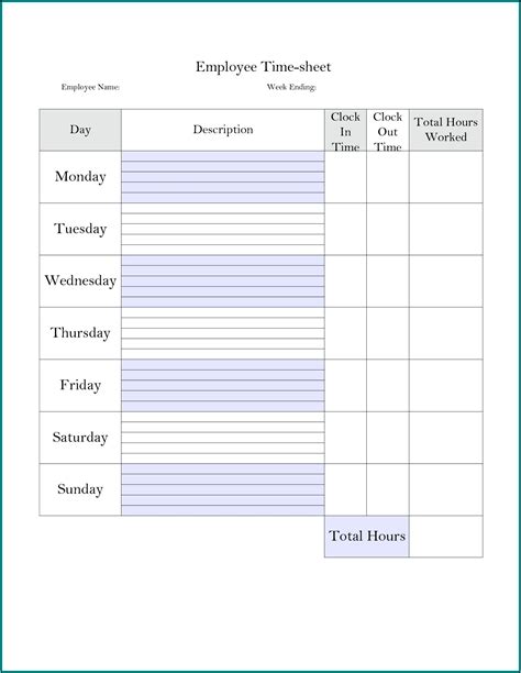 All fields and sections are required unless they are noted as optional. Free Printable Weekly Timesheet Template - Template 1 : Resume Examples #P32EwoRYJ8