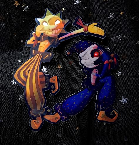Fnaf Sun And Moon Animatronics Gold Mirror Stickers Two Etsy