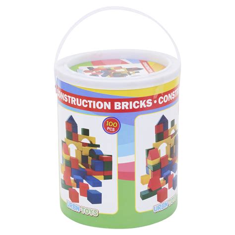 100 Pieces Classic Wooden Construction Building Blocks Bricks Kids Toy