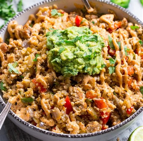 Only 10 minutes of prep time and 10 minutes of cook time! Mexican Cauliflower Fried Rice {Paleo, Whole30, Keto} # ...