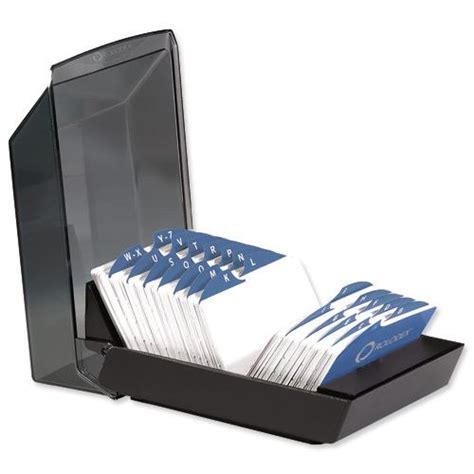Item 312037 rolodex® distinctions™ punched metal and wood business card holder, black/pewter. Rolodex VIP Card Tray Capacity 500 Cards 57x102mm Black ...