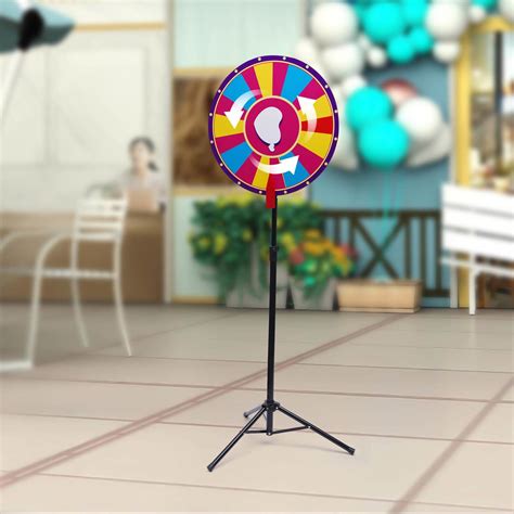 24” Freestanding Prize Wheel Colorful Prize Spinning Tripod Stand Party Game 24 Prize Wheel Dry