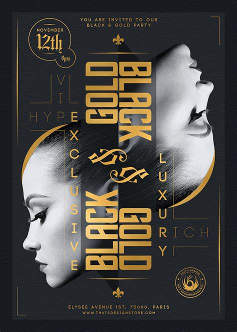Minimal Black And Gold Flyer Template V17 Posters Design For Photoshop