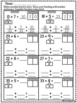Tens and ones 30 family grade/level: Math Worksheets 1st Grade tens and ones by OCD in ...