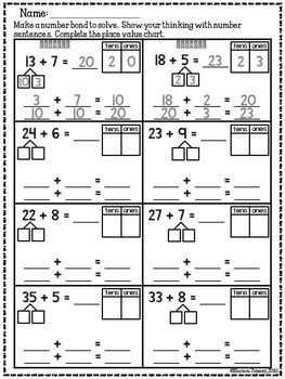 Place value with ones and tens; Math Worksheets 1st Grade tens and ones by OCD in Elementary Shanon Juneau