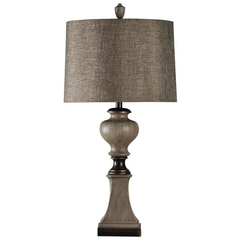 Stylecraft 34 In Black And Gray Table Lamp With Brown Hardback Fabric