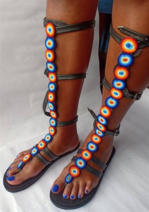Long African Gladiators Maasai Sandals Leather Sandals Etsy Long