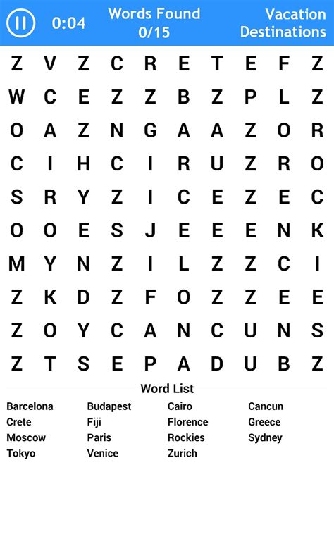 Word Search Word Puzzle Game Find Hidden Words