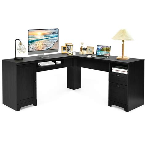 Costway L Shaped Corner Computer Desk Writing Table Study Workstation W