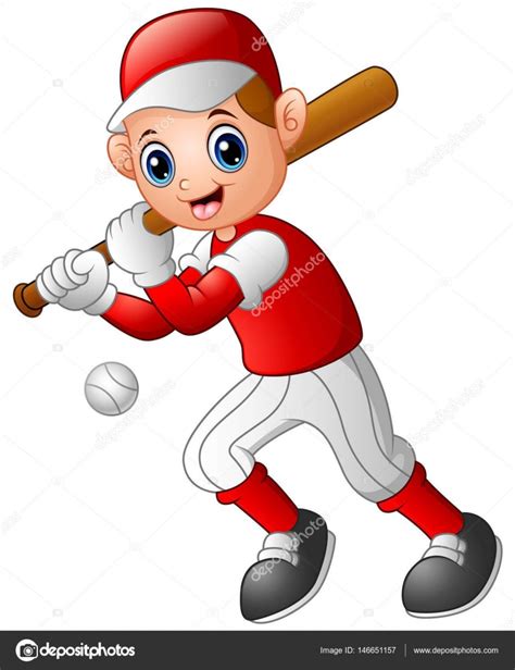 Dibujos Personas Jugando Beisbol Niño De Dibujos Animados Jugando Béisbol — Vector De Stock