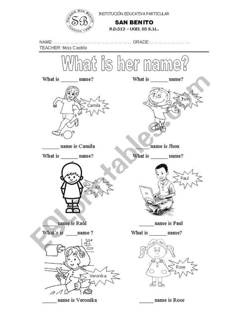 Whats Her Name ESL Worksheet By Kuak