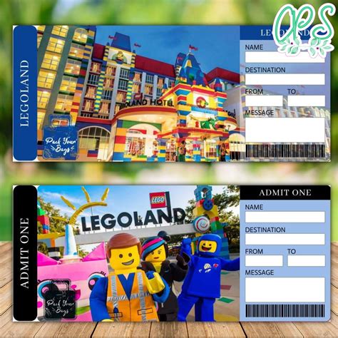 Editable Legoland Surprise Trip Tickets Instant Download