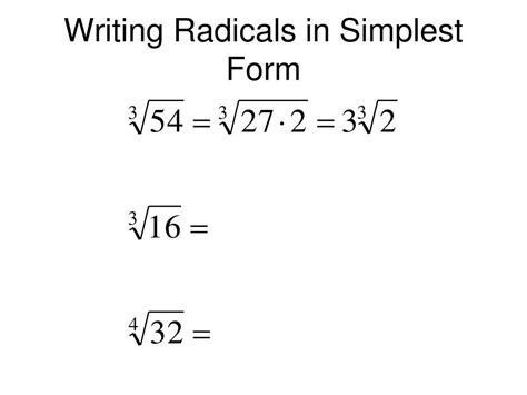 Simplified Radical Form