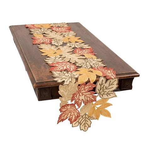 August Grove Erasmus Autumn Leaves Embroidered Cutwork Table Runner
