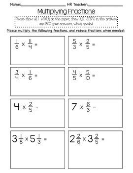 Encourage your kid's math flexibility as they work through our fifth grade math worksheets with answers pdf. 5th grade Multiplying Fraction Quiz by Hall Classroom | TpT