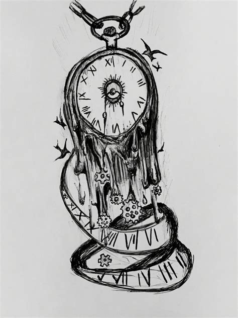 Melting Clock Clock Tattoo Sleeve Time Clock Tattoo Time Piece Tattoo