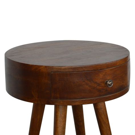 Circular 1 Drawer Solid Wood Bedside Table In Chestnut Finish Etsy Uk