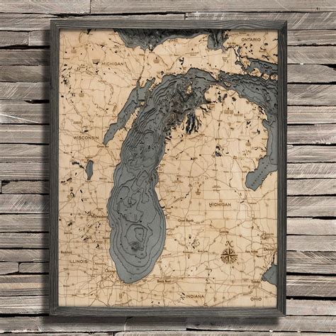 Lake Michigamme, MI 3D Wood Topo Map