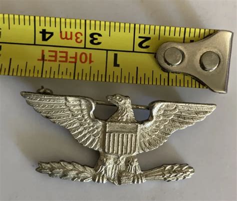Vintage Wwii Era Colonel Eagle Insignia Pin Sterling Silver Military