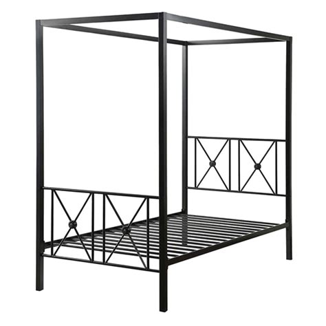 Bonnlo canopy bed frame, black, twin size. Twin size Black Metal Canopy Bed Frame with Medallion ...