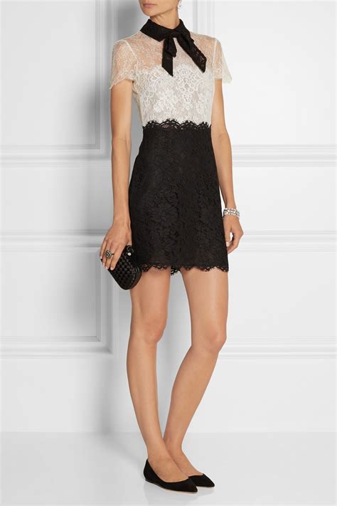Rag and bone basha leather panelled dress £350 uk 10 us 6 net a porter. Lyst - Valentino Pussy-Bow Lace Mini Dress in Black