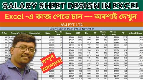 Salary Sheet In Excel Salary Sheet Format Ms Excel Tutorial Youtube