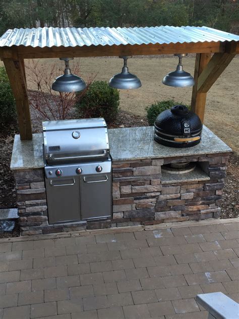 Outdoor Grill Stacked Stone Gas And Charcoal Outdoor Kitchen