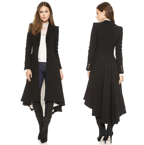 2017 Autumn Winter Women Long Black Maxi Coat Assymetrical Coat Womens