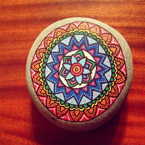 Rainbow And Fat Mandala Stone Stone Painting Rock Painting Paint