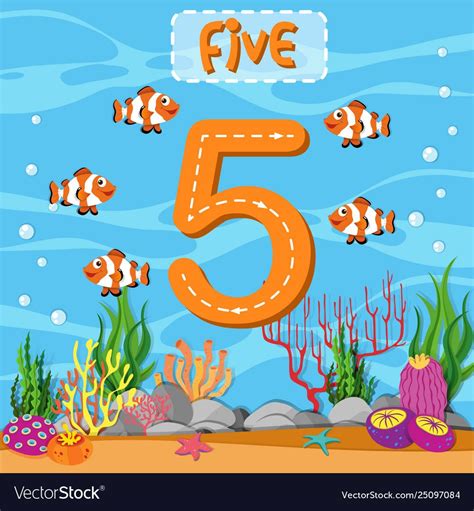 Number Five Tracing Guide Illustration Download A Free Preview Or High