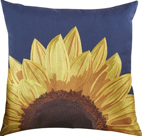 Elizabeth Sunflower Outdoor Acrylic Throw Pillow Navy Throw Pillows