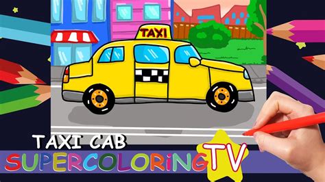 London cartoon drawing taxi, taxi, compact car, vintage car, car png. How to Draw a Taxi Cab for Kids, Car Coloring Pages, Learn ...