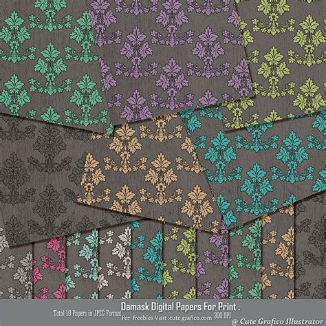 Damask Digital Papers For Print 10 Printable By Cutegrafico Printable