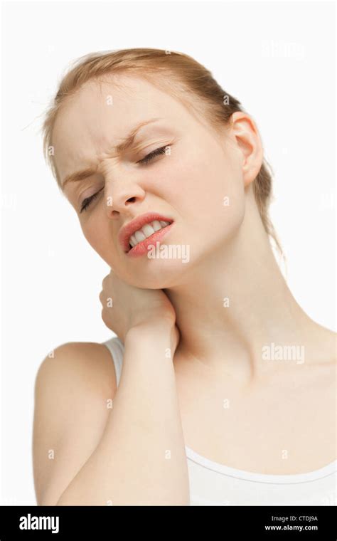 Young Woman Massaging Her Painful Nape Stock Photo Alamy