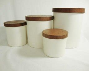 This item comes shipped in one carton. White Canisters With Wooden Lids - Foter