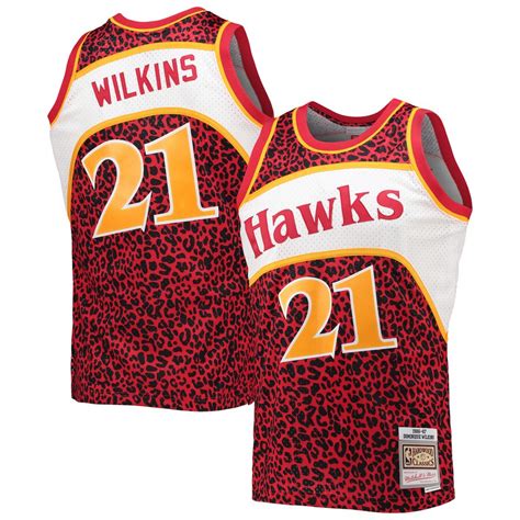 Mens Mitchell And Ness Dominique Wilkins Red Atlanta Hawks Hardwood