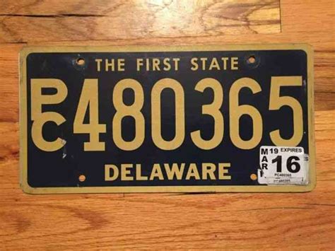 Delaware 2015 riveted numbers license plate # 7853