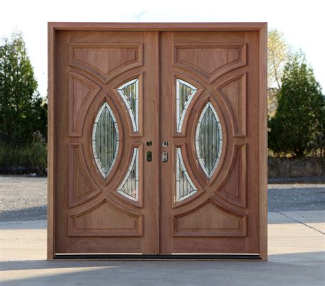 Our front entry doors made by a unique special technology are in assortment. Exterior Double Door in Solid Mahogany,
