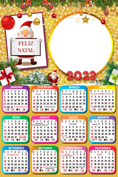 Moldura Png Para Fotos Calendário 2023 Um Feliz Natal Enfeitado