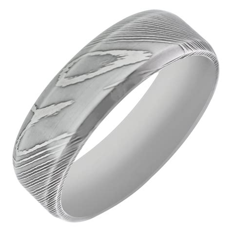 Mens Wedding Band In Damascus Steel 7mm In Mens Damascus Wedding Bands 