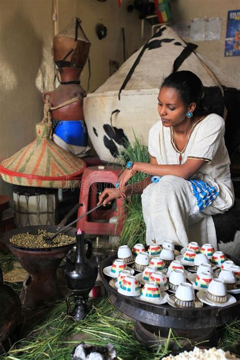 Traditional Coffee Ceremony Ethiopia Woman Performing A Traditional