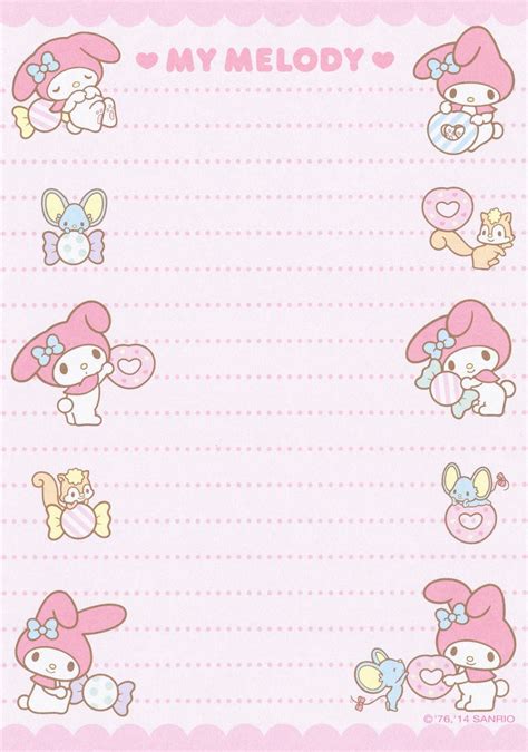 Sanrio My Melody Memo 2014 Hello Kitty Printables My Melody Hello