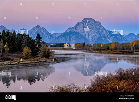 Reflection Of Mount Moran In The Snake River At Oxbow Bend In The Grand