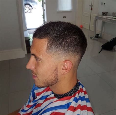 The eden hazard haircut is a short blunt fringe crop with a mid skin fade on the back and sides. Eden Hazard Haircut Back