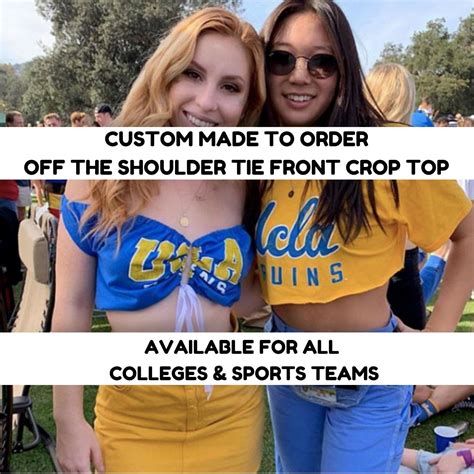 College Off The Shoulder Tie Front Crop Top Gameday Tailgate Football Shirt College