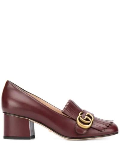 Gucci Double G Fringed Loafers In Red Modesens