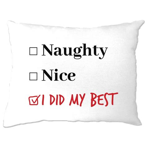 One Size White Joke Christmas Pillow Case Nice Naughty Did My Best