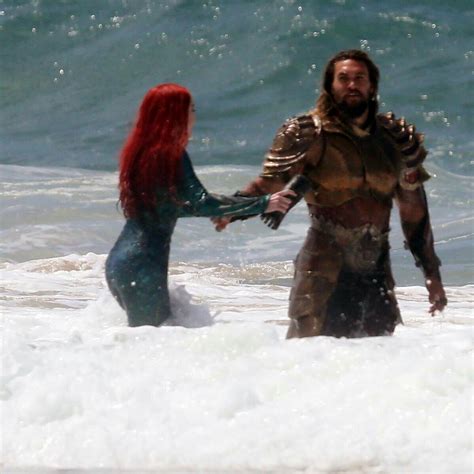 amber heard and jason momoa as mera and aquaman filming aquaman final scenes jason momoa